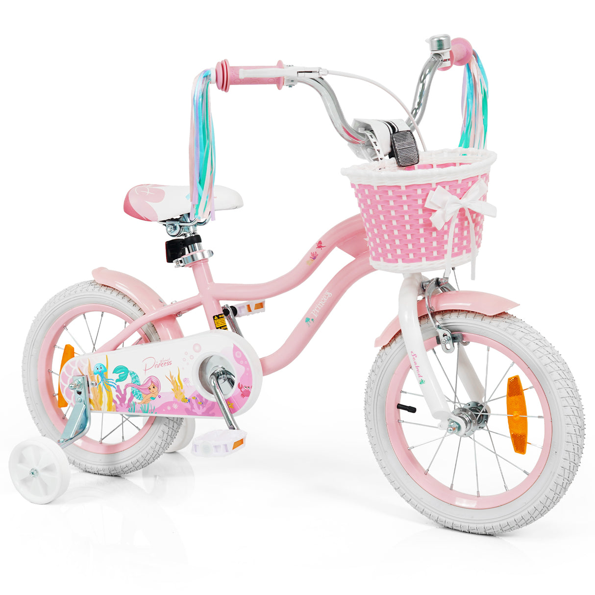 Mermaid Girls Bike with Adjustable Seat and Handlebar for Kids Aged 8+ Years Old