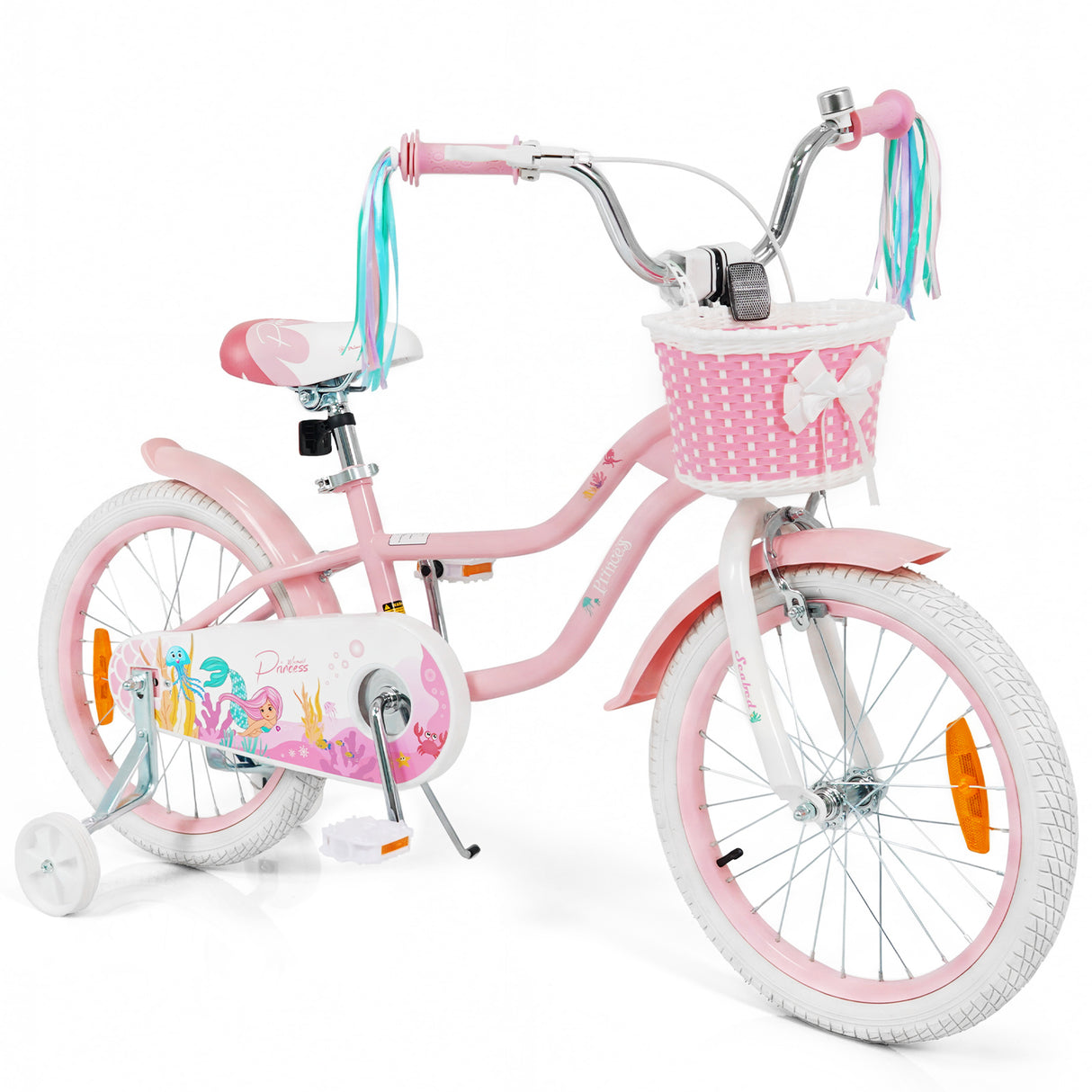 Mermaid Girls Bike with Adjustable Seat and Handlebar for Kids Aged 8+ Years Old