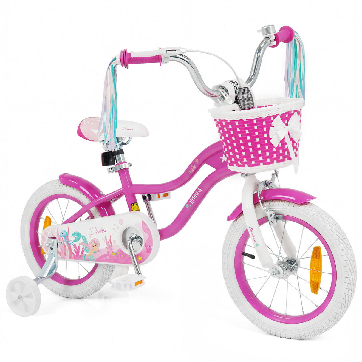 Mermaid Girls Bike with Adjustable Seat and Handlebar for Kids Aged 8+ Years Old