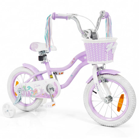 Mermaid Girls Bike with Adjustable Seat and Handlebar for Kids Aged 8+ Years Old