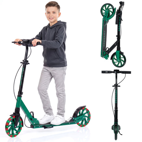 Kick Scooter with 4-Level Adjustable Handlebar, Hand Brake, Anti-Shock Suspension