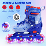Kids Inline Skates with Light Up Wheels and Safety Protection for Beginners