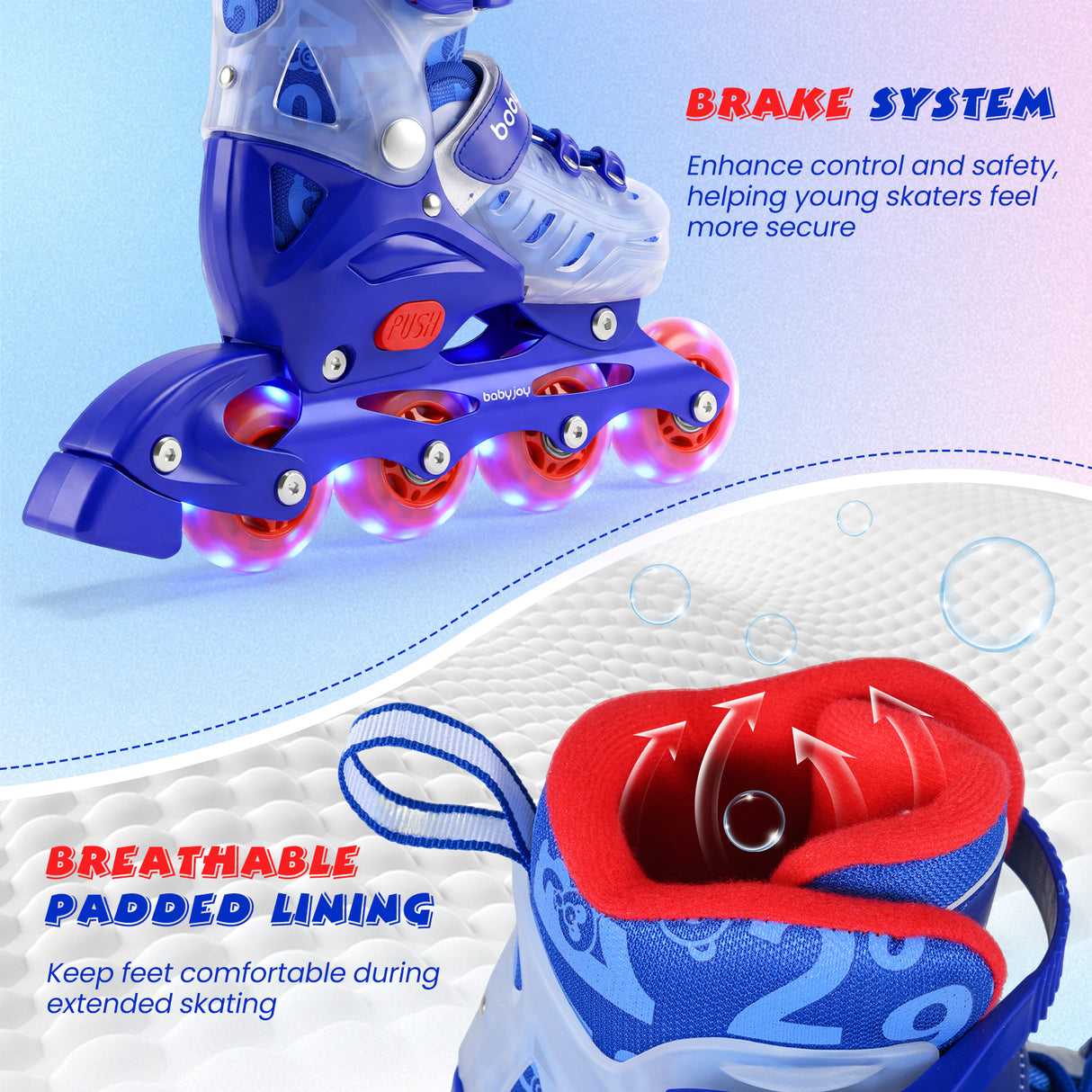 Kids Inline Skates with Light Up Wheels and Safety Protection for Beginners