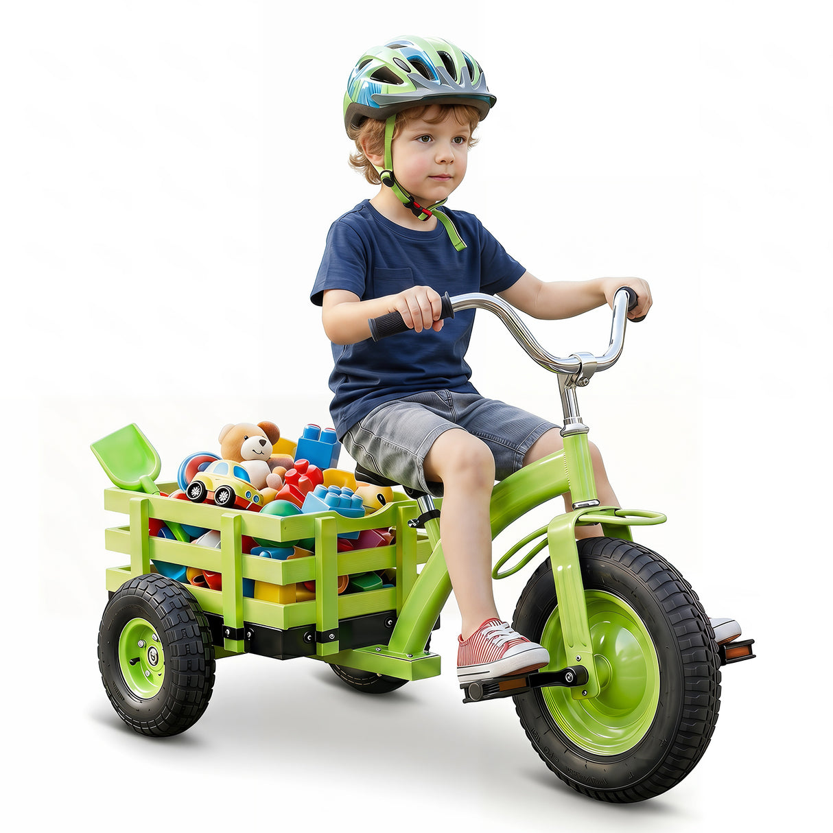 BABY JOY Kids Tricycle with Storage Basket, 15-Inch Front Wheel Trike w/ Carbon Steel Frame, Inflatable Rubber Tires
