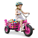 BABY JOY Kids Tricycle with Storage Basket, 15-Inch Front Wheel Trike w/ Carbon Steel Frame, Inflatable Rubber Tires