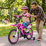 16 Inch Kids Bike Motocross Style with Sound Effects and Light-up Training Wheels