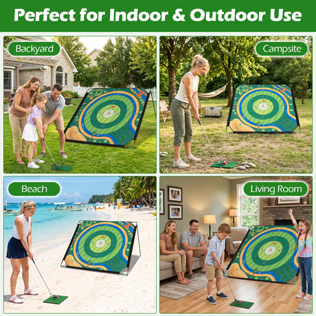 Golf Chipping Game Set 181 x 181 cm Large Chipping Mat for Indoor Outdoor Practice