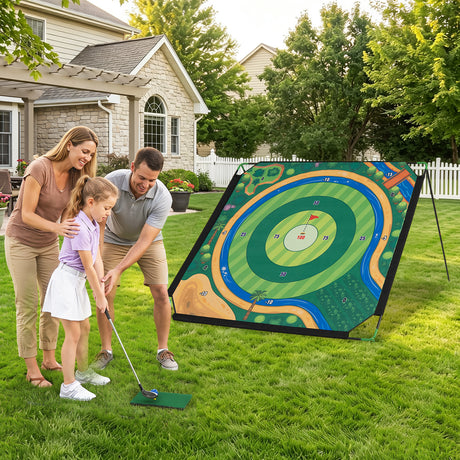 Golf Chipping Game Set 181 x 181 cm Large Chipping Mat for Indoor Outdoor Practice