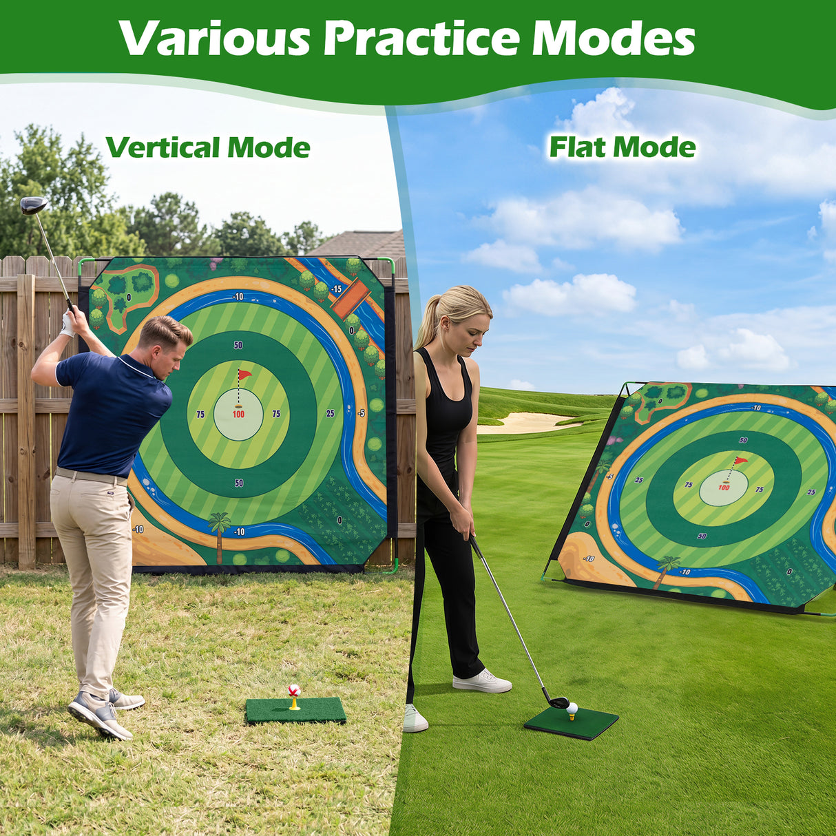Golf Chipping Game Set 181 x 181 cm Large Chipping Mat for Indoor Outdoor Practice