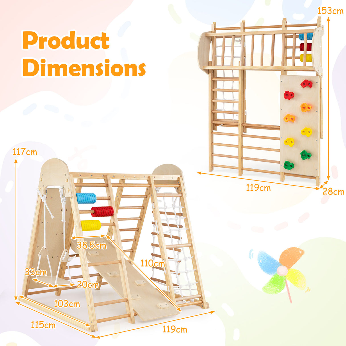 Indoor Jungle Gym for Kids, Foldable Climbing Set