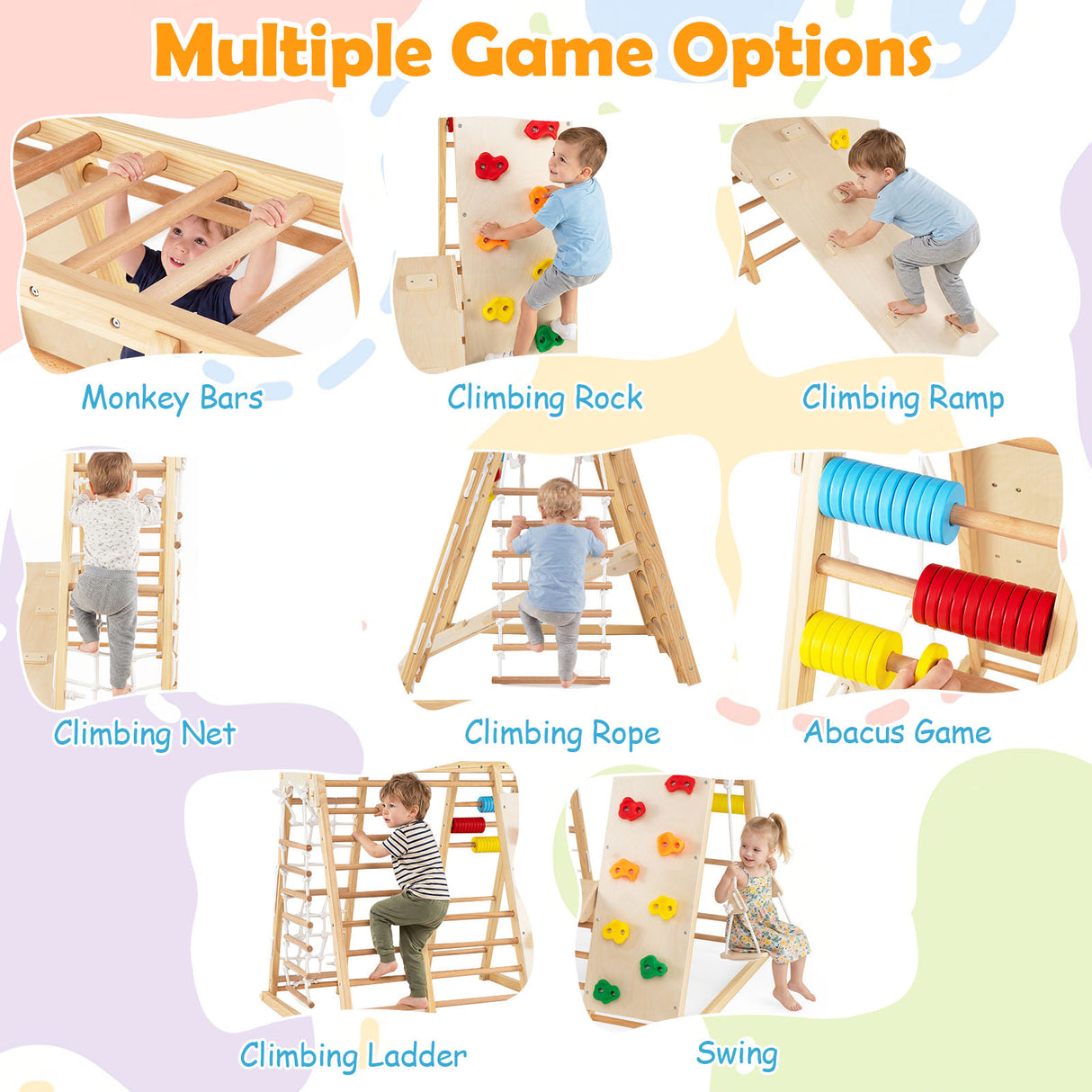Indoor Jungle Gym for Kids, Foldable Climbing Set