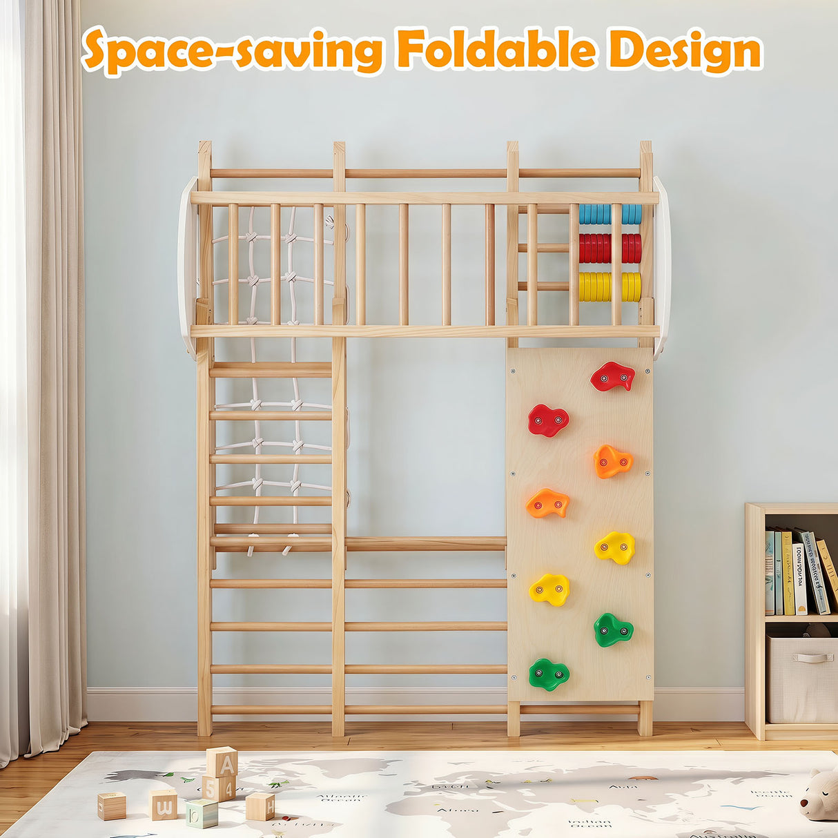 Indoor Jungle Gym for Kids, Foldable Climbing Set