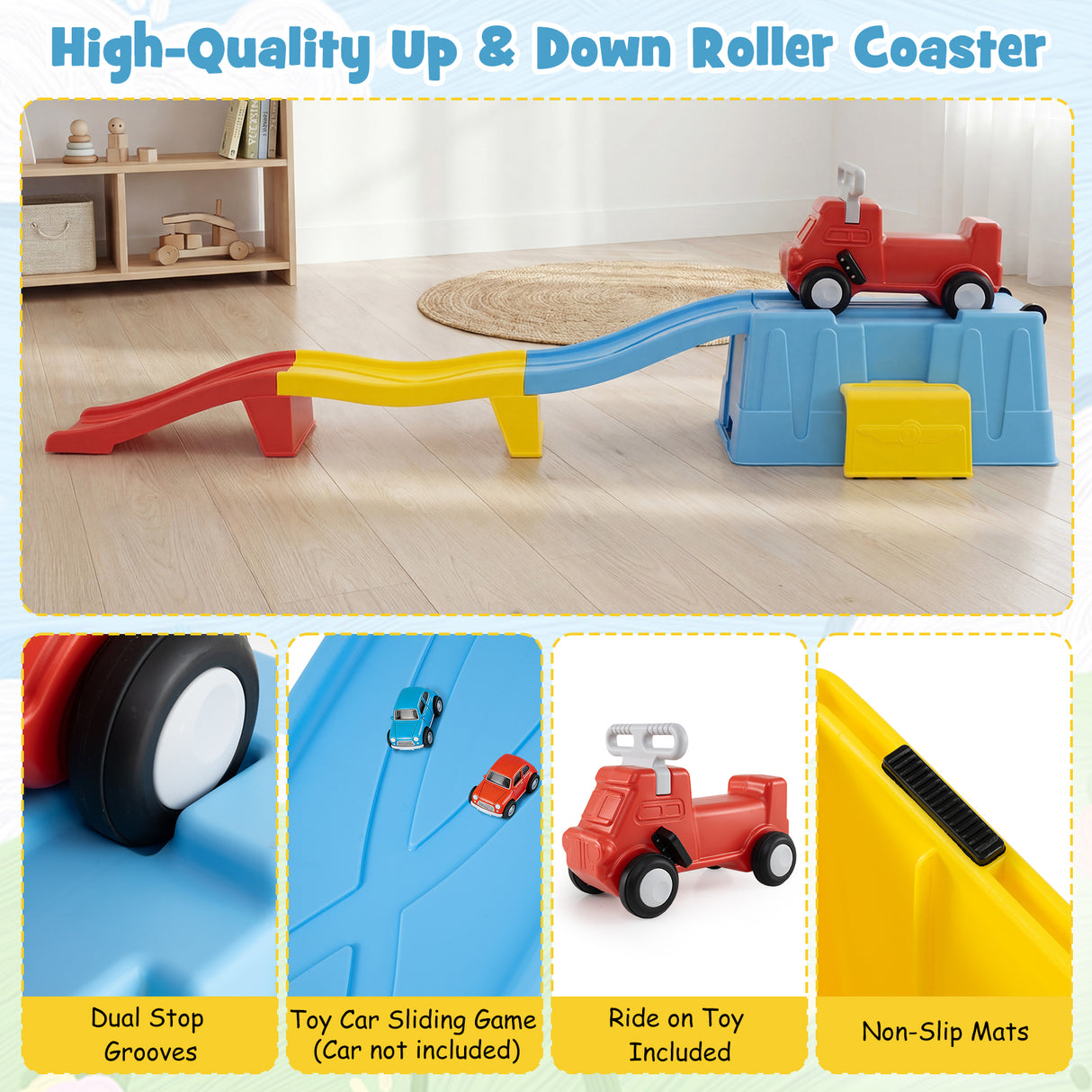 Kids Ride on Toy with Storage Box and Downhill Race Tracks for Kids Aged 3+ Years Old