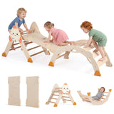 8-in-1 Climbing Toys for Toddlers, Rocket-Themed Foldable Montessori Wooden Arch Climber