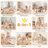 8-in-1 Climbing Toys for Toddlers, Rocket-Themed Foldable Montessori Wooden Arch Climber