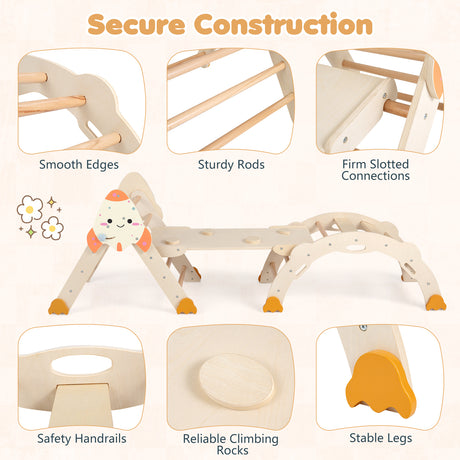 8-in-1 Climbing Toys for Toddlers, Rocket-Themed Foldable Montessori Wooden Arch Climber