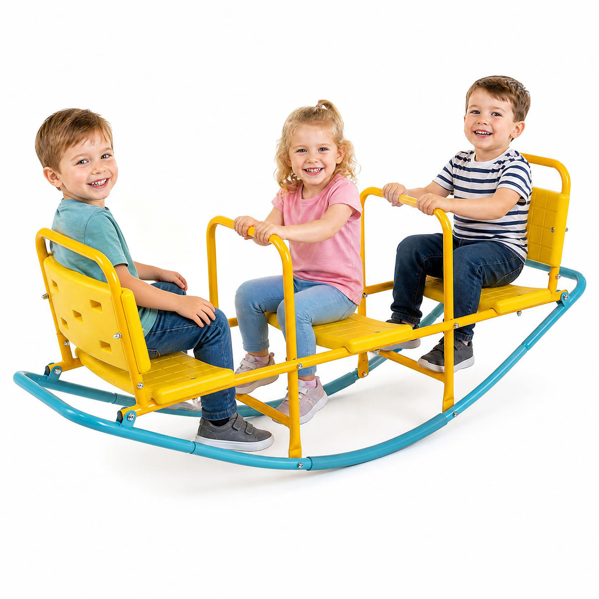 HONEY JOY Kids Seesaw Teeter Totter, Metal Rocking Seesaw Heavy Duty Indoor Outdoor Playground Equipment for Toddlers