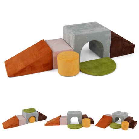 6 Pieces Kids Climbing Foam Blocks Playset with Slide