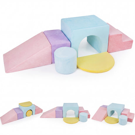6 Pieces Kids Climbing Foam Blocks Playset with Slide