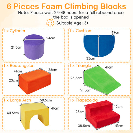 6 Pieces Kids Climbing Foam Blocks Playset with Slide
