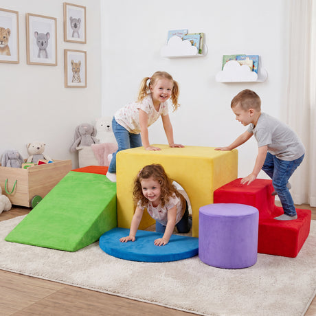 6 Pieces Kids Climbing Foam Blocks Playset with Slide