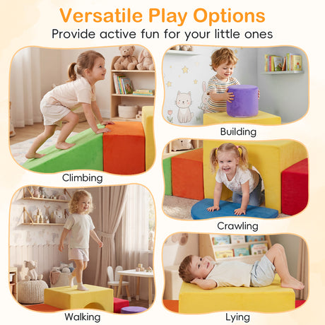 6 Pieces Kids Climbing Foam Blocks Playset with Slide