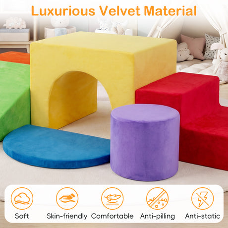 6 Pieces Kids Climbing Foam Blocks Playset with Slide