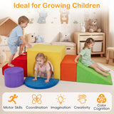 6 Pieces Kids Climbing Foam Blocks Playset with Slide