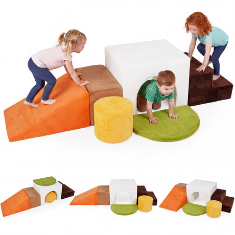 6 Pieces Kids Climbing Foam Blocks Playset with Slide
