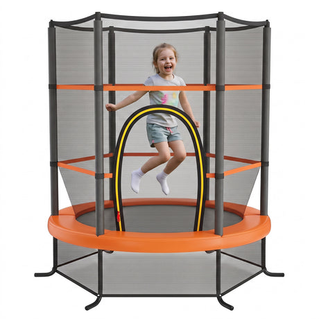 HONEY JOY 5.3FT Kids Trampoline, Toddler Trampoline w/Safe Enclosure Net, Accessories Bag, Jumping Pad