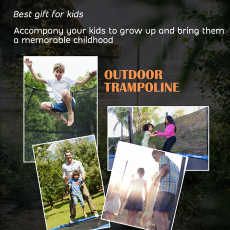 12FT Outdoor Trampoline with Basketball Hoop and Enclosure Net