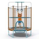60" Kids Trampoline 5 FT Recreational Trampoline with Gymnastic Bar & Rings Blue