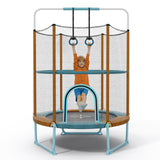 60" Kids Trampoline 5 FT Recreational Trampoline with Gymnastic Bar & Rings Blue
