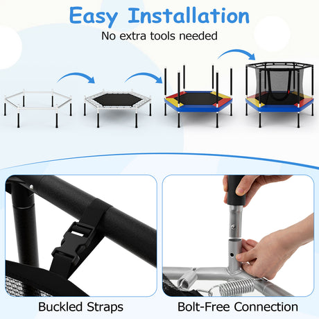 48’’ Mini Trampoline for Kids, Small Toddler Recreational Trampoline