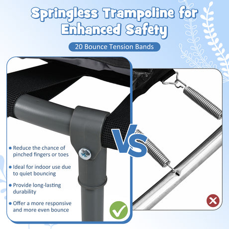 36" Mini Trampoline with 20 LED Lights, Foldable Trampoline for Kids