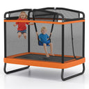 6 FT Kids Trampoline with Swing and Horizontal Bar, Small Rectangle Trampoline