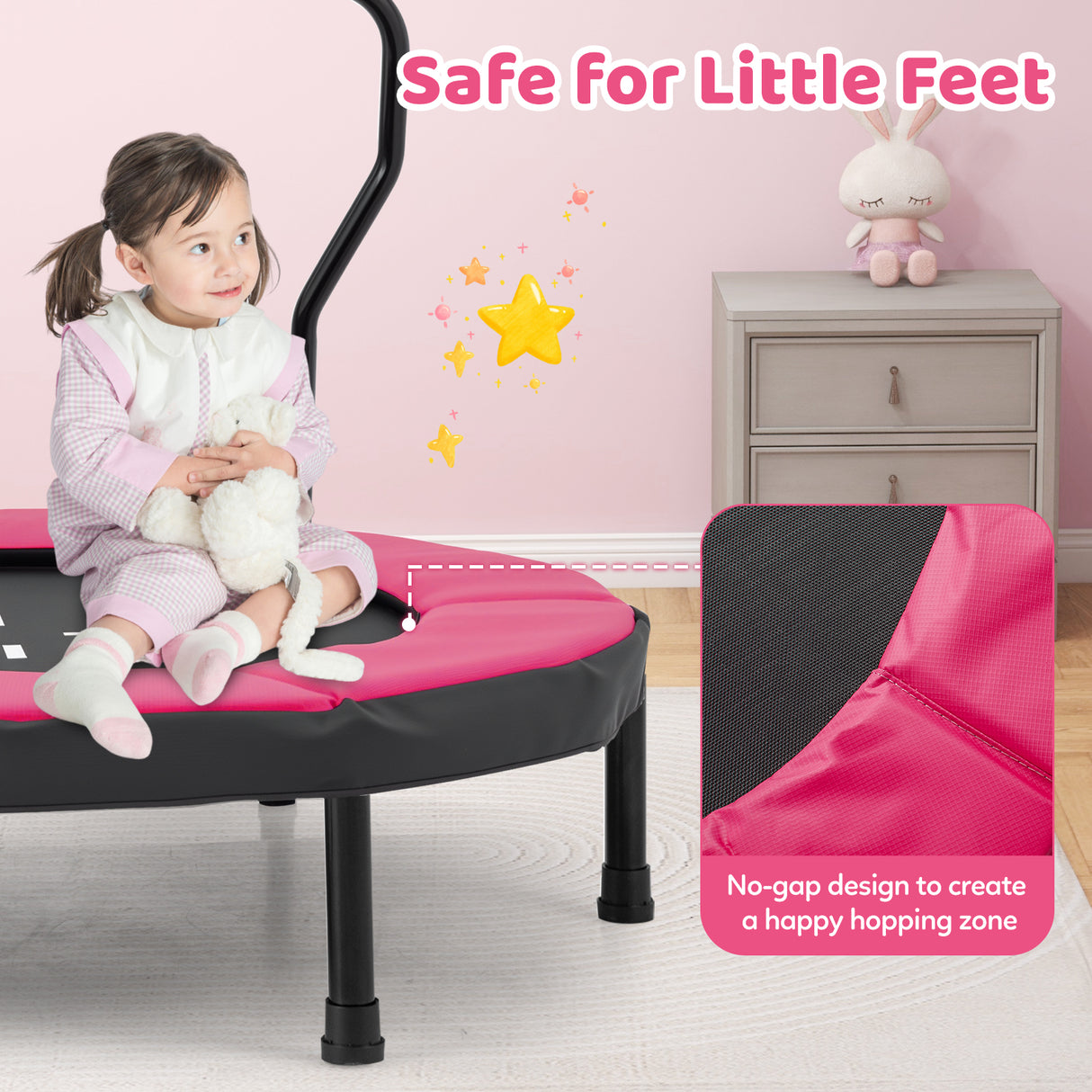 40” Trampoline for Kids, Indoor/Outdoor Fitness Trampoline for 3-6 Years Old Toddlers