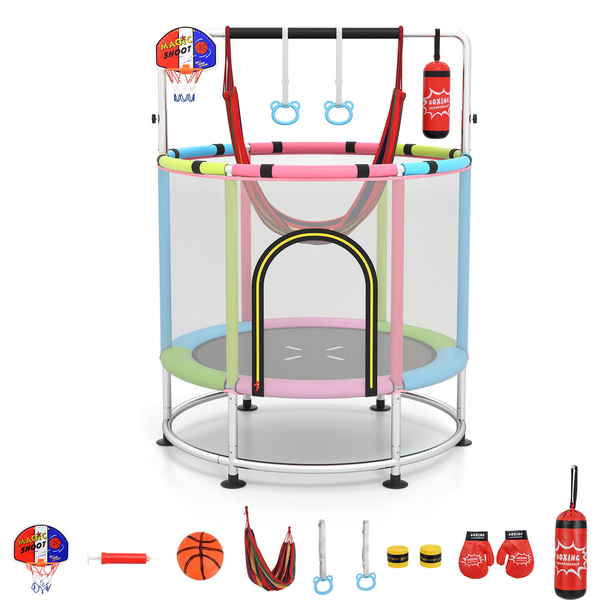 55" Kids Trampoline, Toddler Trampoline for 3-6 Years Old Boys & Girls