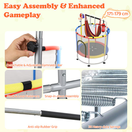 55" Kids Trampoline, Toddler Trampoline for 3-6 Years Old Boys & Girls