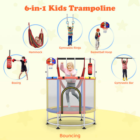55" Kids Trampoline, Toddler Trampoline for 3-6 Years Old Boys & Girls