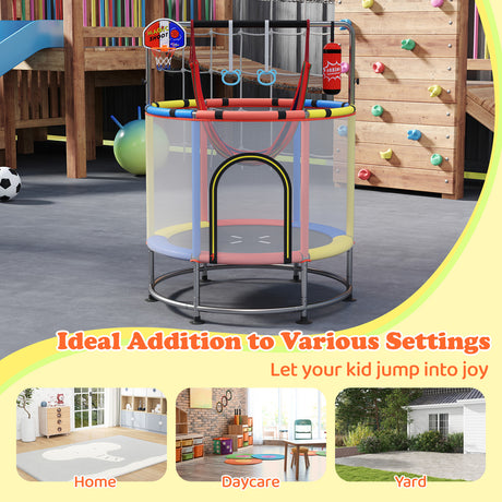 55" Kids Trampoline, Toddler Trampoline for 3-6 Years Old Boys & Girls