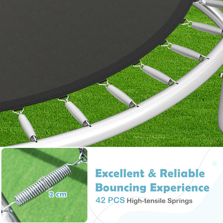 12FT 10FT 8FT Outdoor Trampoline, Heavy-Duty Recreational Trampoline with Safety Enclosure Net
