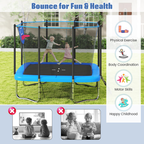 Rectangle Outdoor Trampoline, 10 x 8 FT Heavy-Duty Trampoline for Kids and Adults