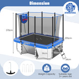 Rectangle Outdoor Trampoline, 10 x 8 FT Heavy-Duty Trampoline for Kids and Adults