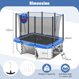 Rectangle Outdoor Trampoline, 10 x 8 FT Heavy-Duty Trampoline for Kids and Adults