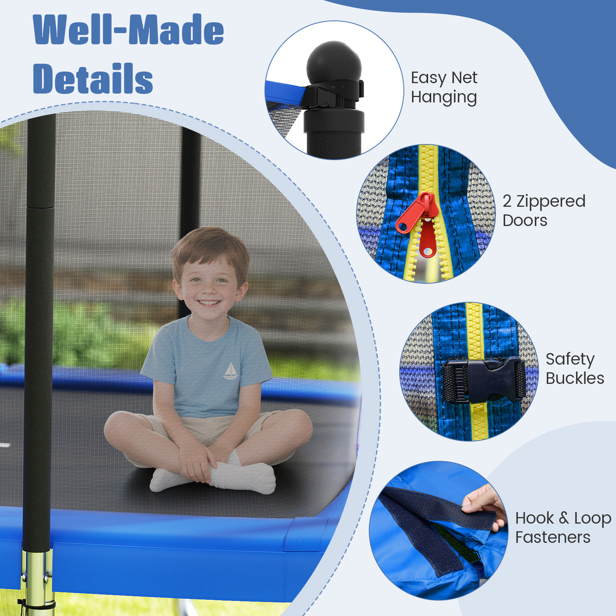 Rectangle Outdoor Trampoline, 10 x 8 FT Heavy-Duty Trampoline for Kids and Adults