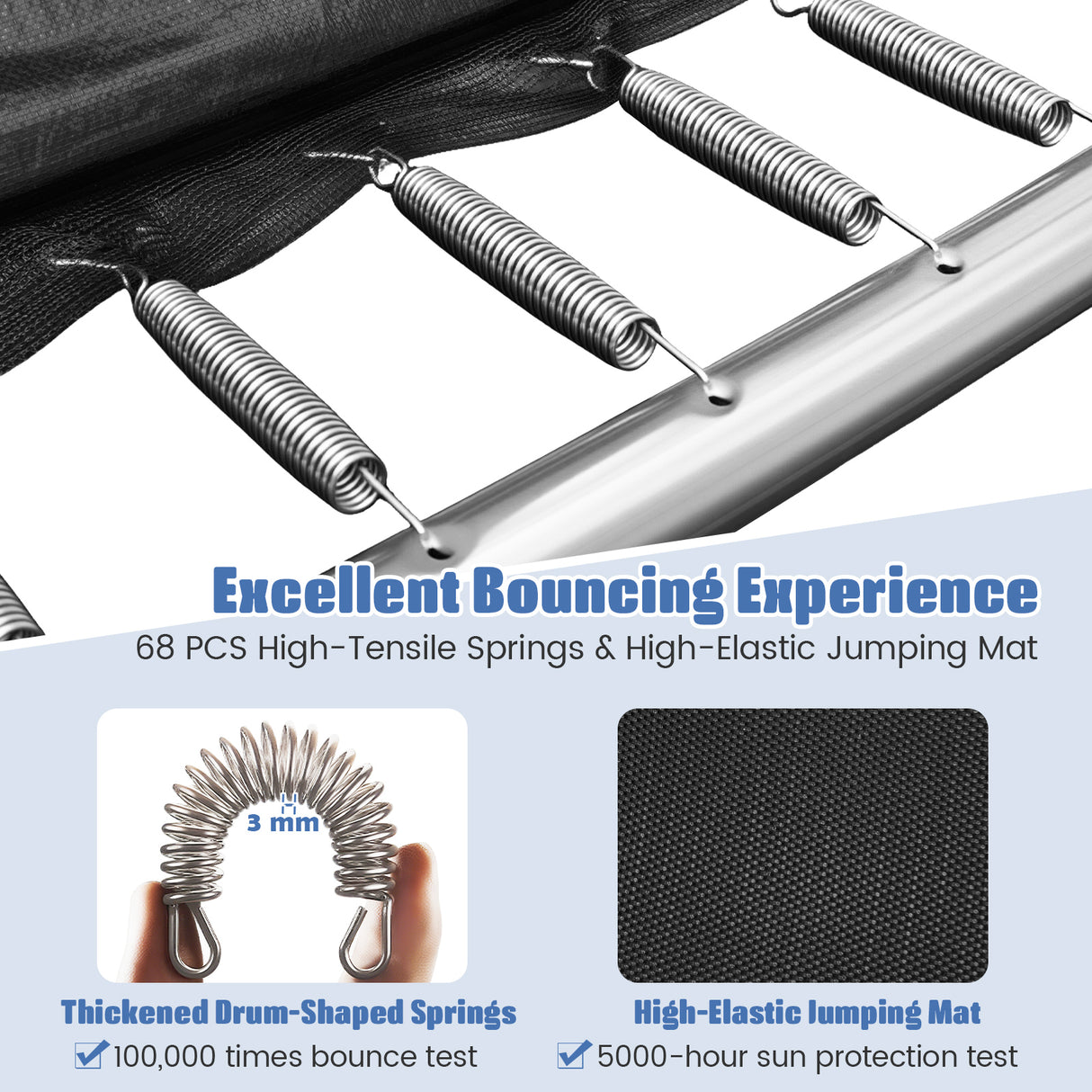 Rectangle Outdoor Trampoline, 10 x 8 FT Heavy-Duty Trampoline for Kids and Adults