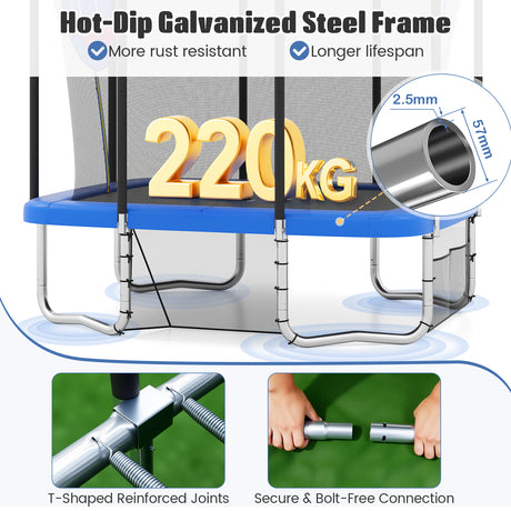 Rectangle Outdoor Trampoline, 10 x 8 FT Heavy-Duty Trampoline for Kids and Adults