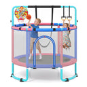 55/60" Trampoline for Kids with Enclosure, 6-in-1 Indoor Outdoor Toddler Trampoline with Adjustable Gymnastics Bar, Swing
