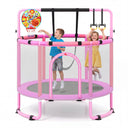 55/60" Trampoline for Kids with Enclosure, 6-in-1 Indoor Outdoor Toddler Trampoline with Adjustable Gymnastics Bar, Swing